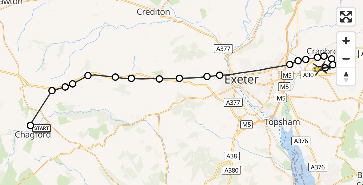 Routekaart van de vlucht: Police Helicopter to Exeter International Airport