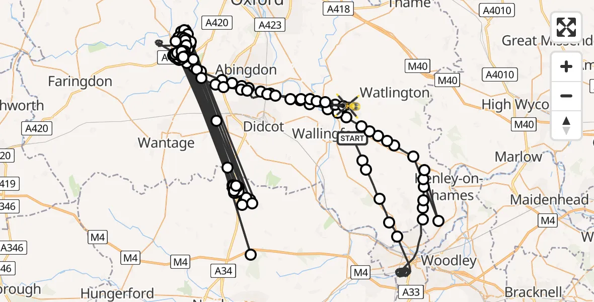 Routekaart van de vlucht: Police Helicopter to Benson, The Sands