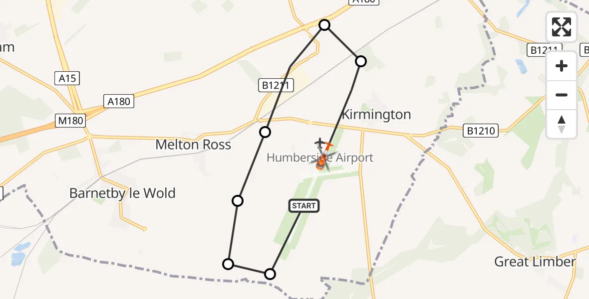 Routekaart van de vlucht: Coastguard Helicopter to Humberside Airport