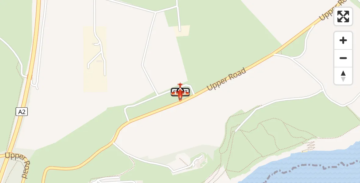 Flight path map showing Coastguard Drone route from Langdon Battery Heliport to Swingate Airfield