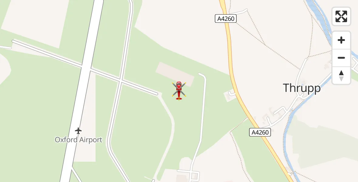 Flight path map showing Air Ambulance Helicopter route from London Oxford Airport to London Oxford Airport