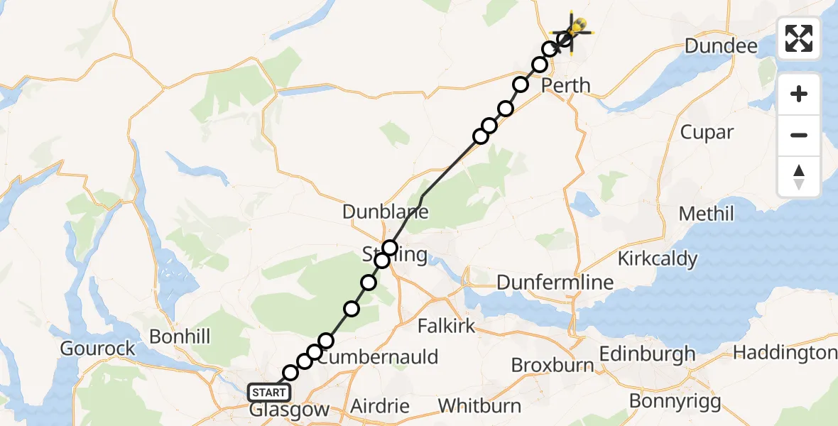 Routekaart van de vlucht: Police Helicopter to Guildtown, Northampton Drive