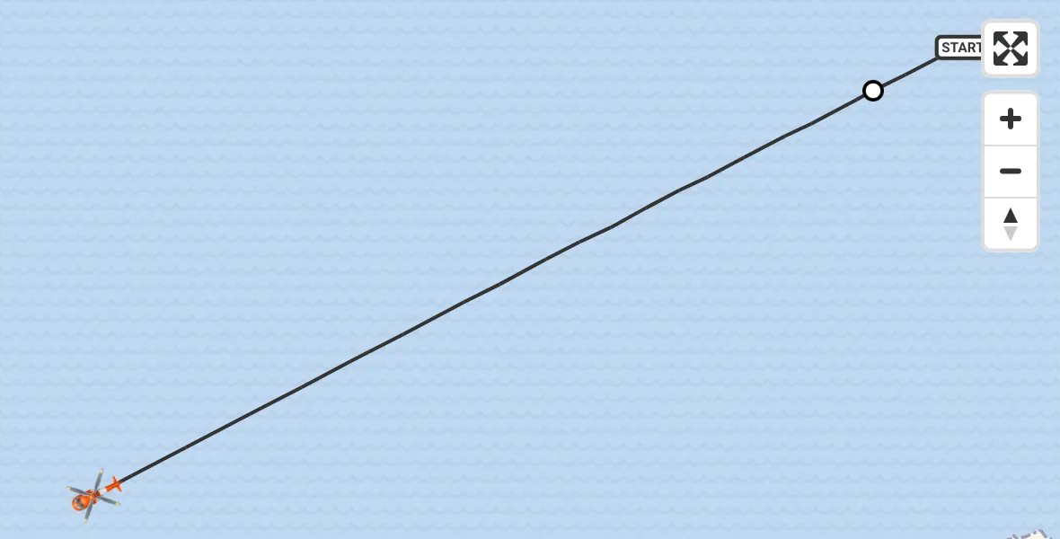 Flight path map showing Coastguard Helicopter route from North Atlantic Ocean to Inner Seas