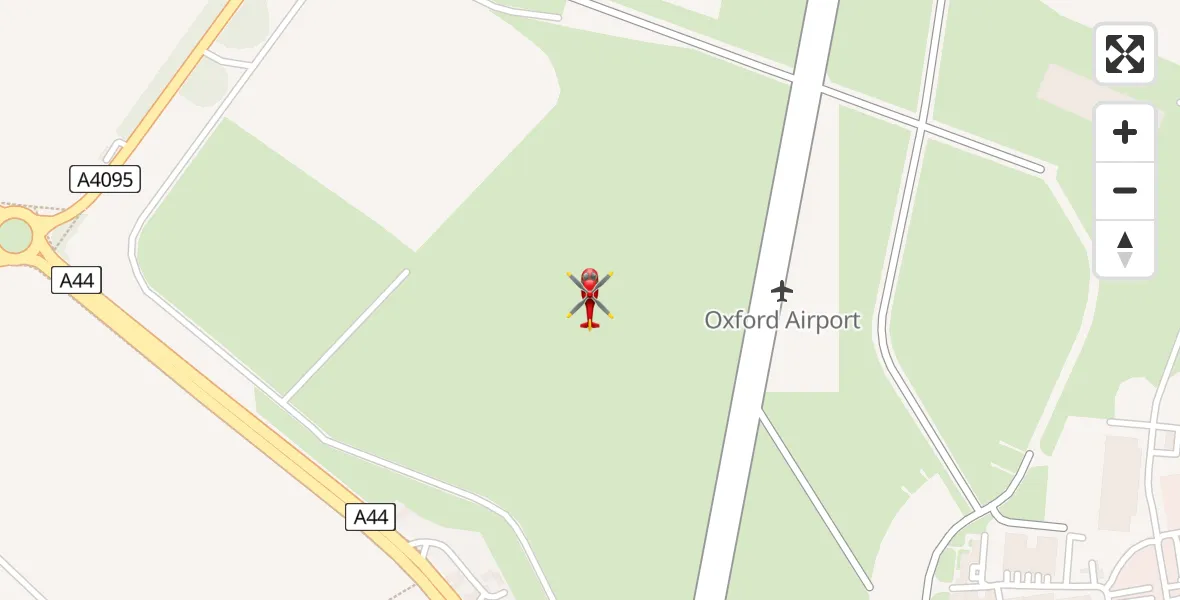 Flight path map showing Air Ambulance Helicopter route from London Oxford Airport to London Oxford Airport