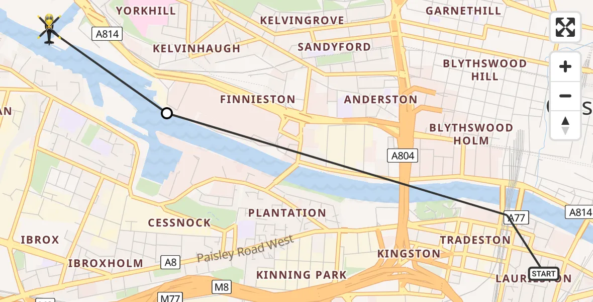 Flight route Police Helicopter Glasgow - Glasgow, 23 March 2026, 12:52