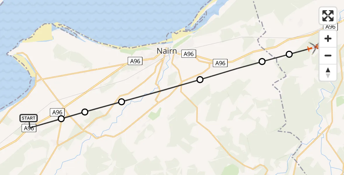 Routekaart van de vlucht: Coastguard Helicopter to Conicavel, Inverness Airport