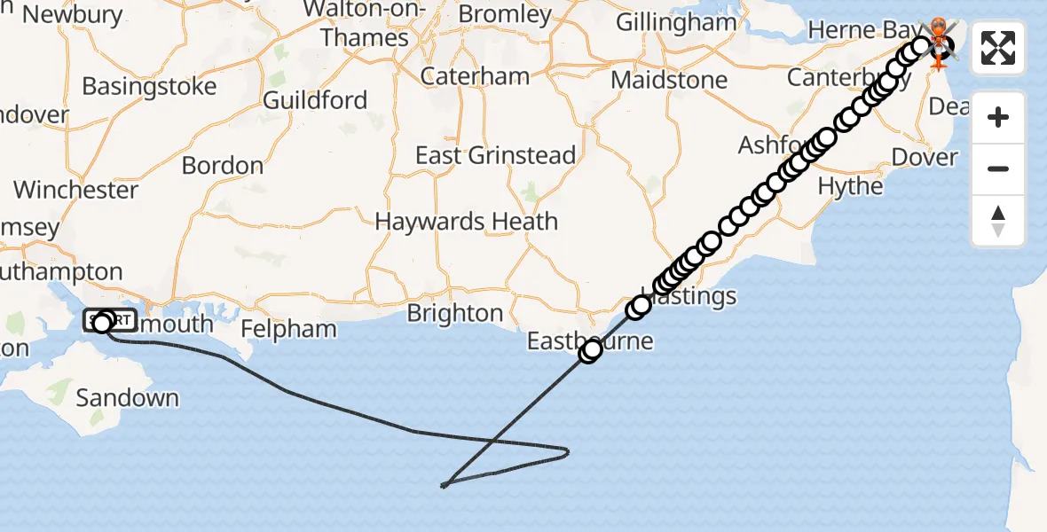 Routekaart van de vlucht: Coastguard Helicopter to Manston Airport