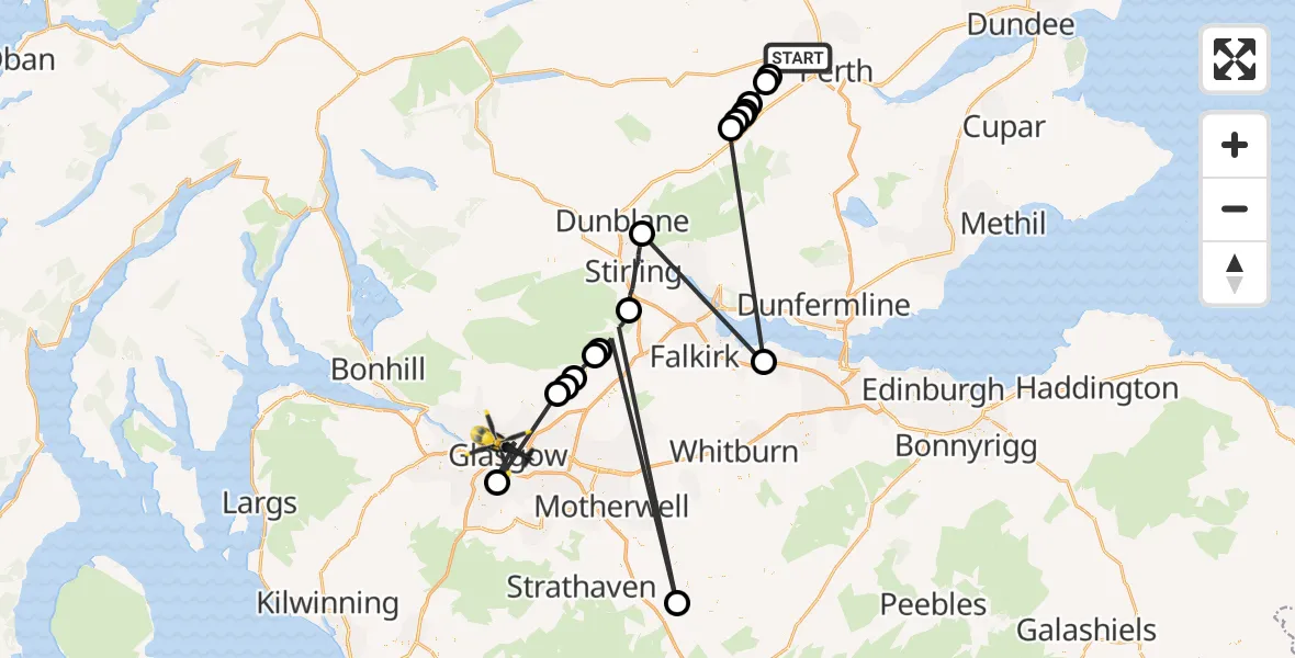 Routekaart van de vlucht: Police Helicopter to Glasgow, Farnell Street