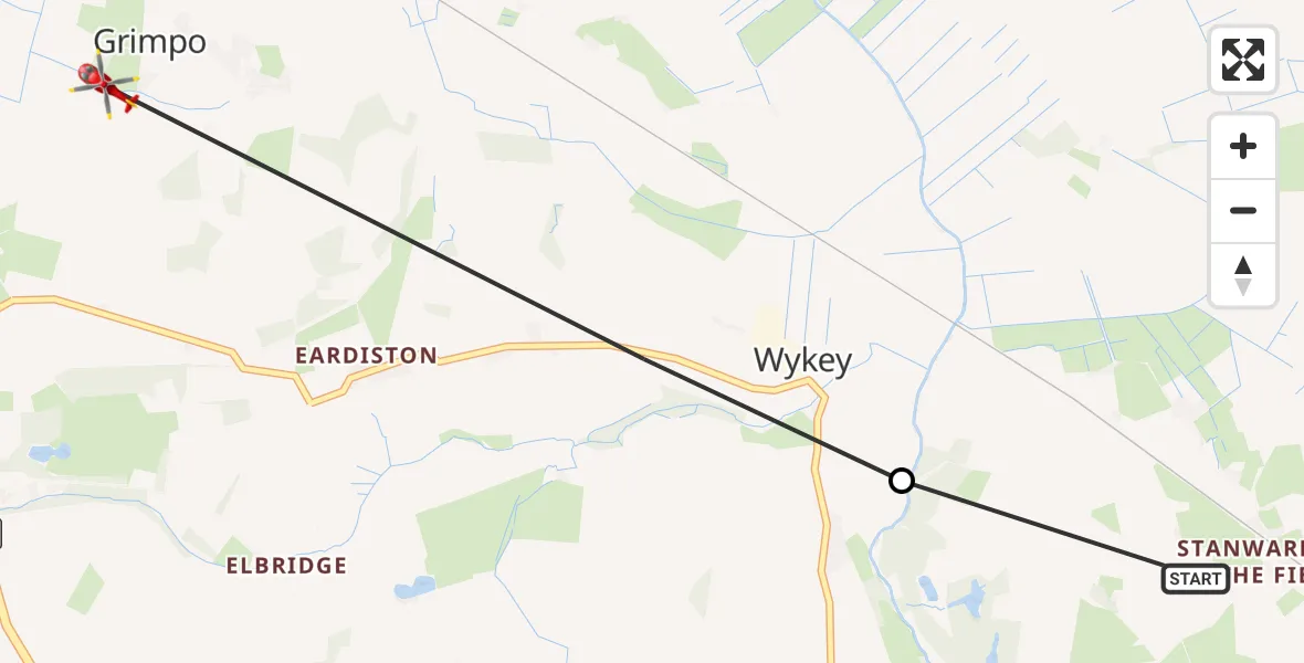 Routekaart van de vlucht: Air Ambulance Helicopter to Grimpo, Grimpo Road