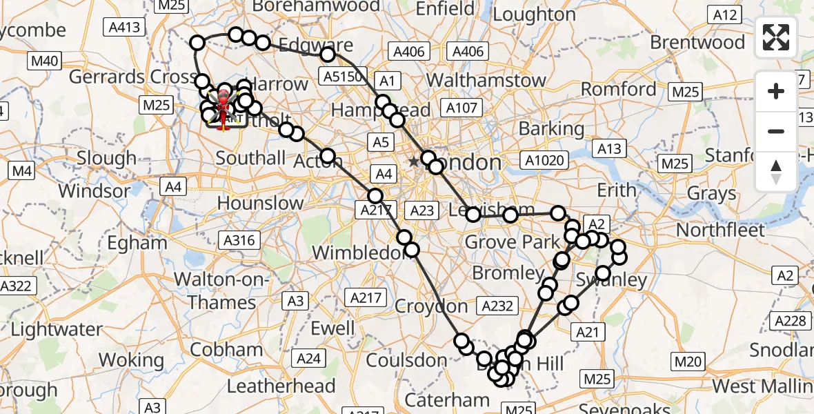 Routekaart van de vlucht: Air Ambulance Helicopter to RAF Northolt
