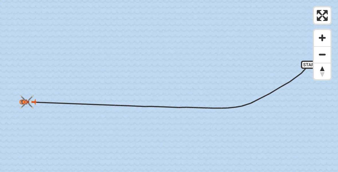 Flight path map showing Coastguard Helicopter route from Irish Sea to Irish Sea