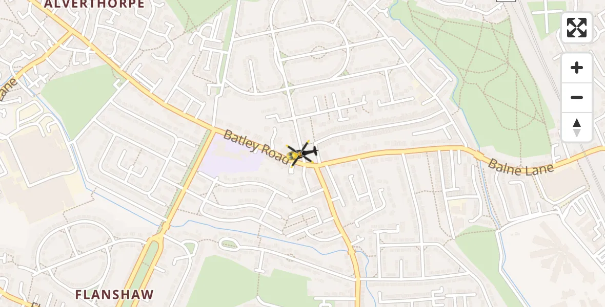 Routekaart van de vlucht: Police Helicopter to Wrenthorpe, Peacock Avenue