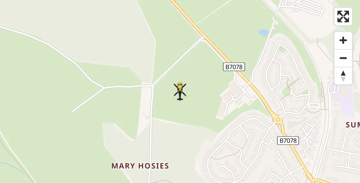 Flight path map showing Police Helicopter route from Larkhall to Larkhall