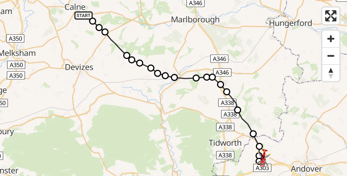 Routekaart van de vlucht: Air Ambulance Helicopter to Fyfield, Privet Lane