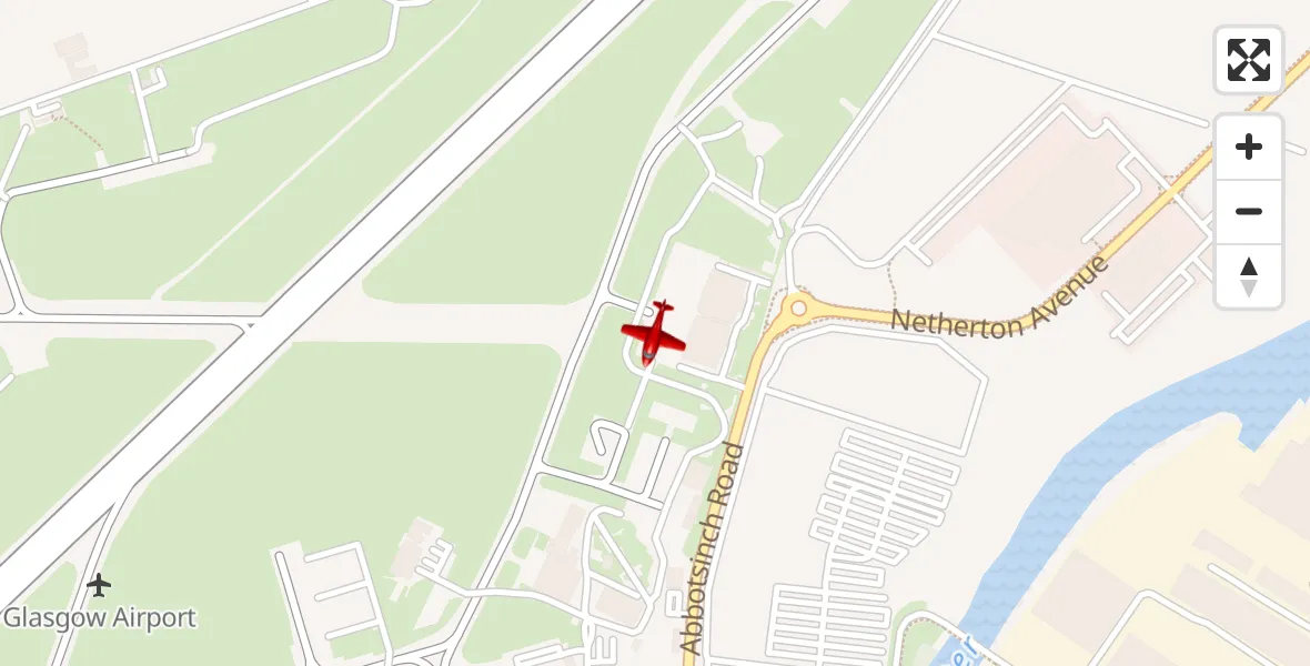 Flight path map showing Air Ambulance Aircraft route from Glasgow Airport to Glasgow Airport