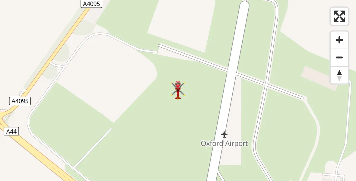 Flight path map showing Air Ambulance Helicopter route from London Oxford Airport to London Oxford Airport