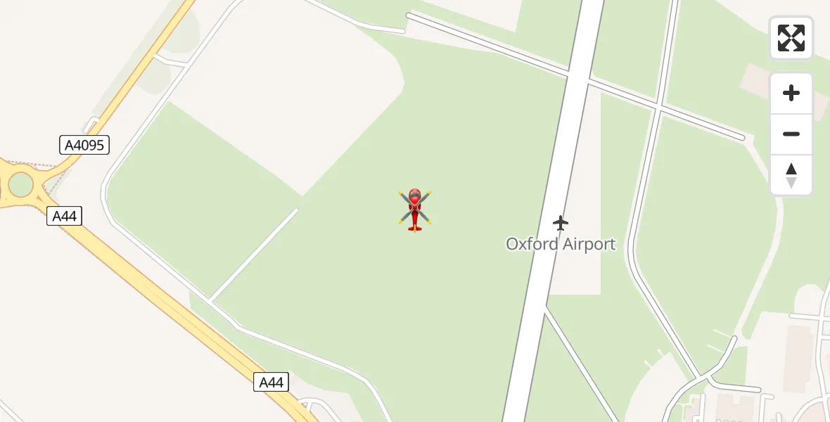 Flight path map showing Air Ambulance Helicopter route from London Oxford Airport to London Oxford Airport