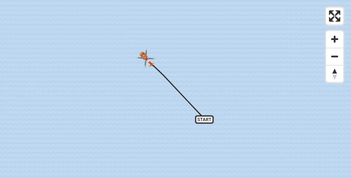 Flight path map showing Coastguard Helicopter route from North Sea to North Sea