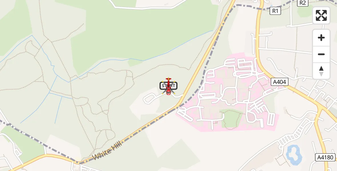 Flight path map showing Air Ambulance Helicopter route from Rickmansworth to Rickmansworth