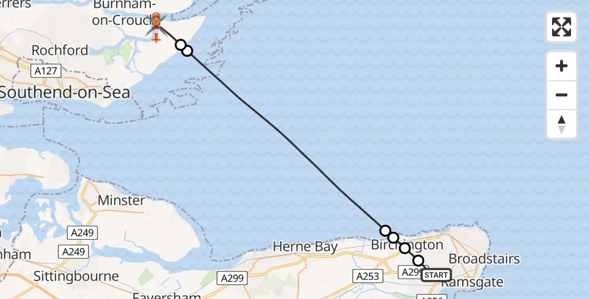 Routekaart van de vlucht: Coastguard Helicopter to Rochford