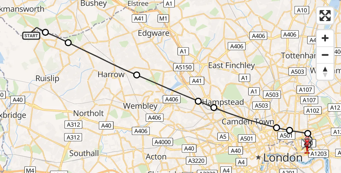 Routekaart van de vlucht: Air Ambulance Helicopter to Royal London Hospital