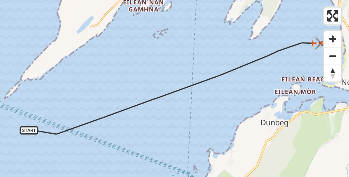 Flight path map showing Coastguard Helicopter route from Inner Seas to Inner Seas
