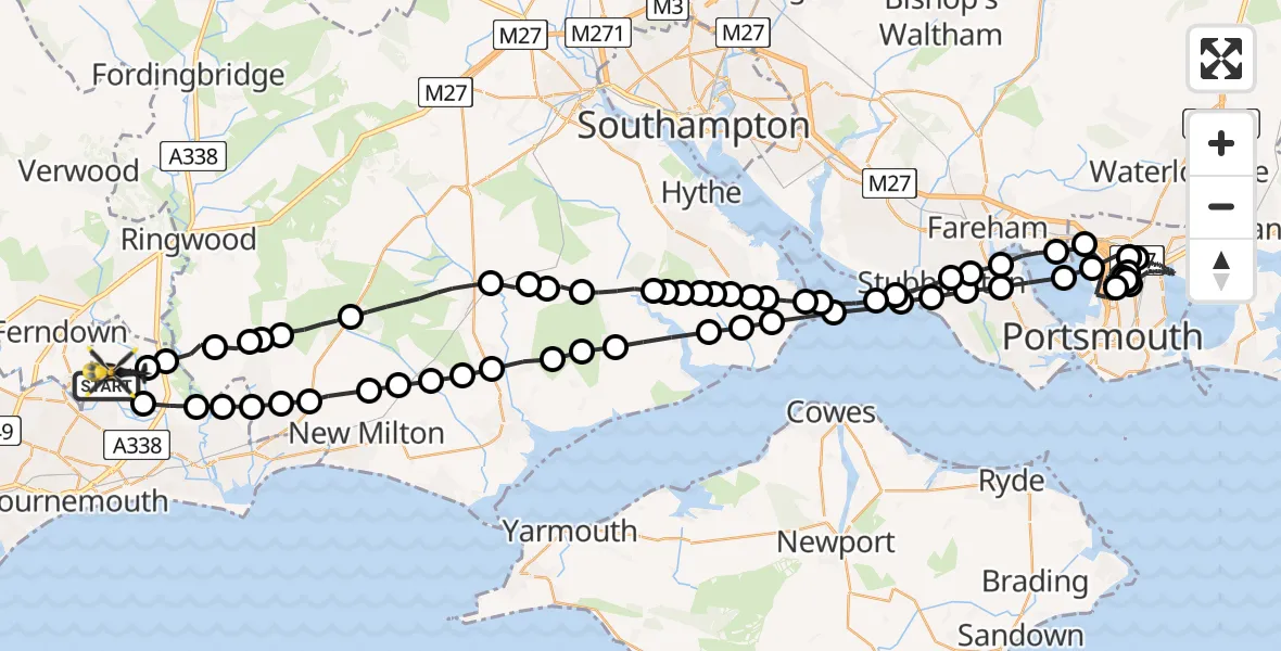 Routekaart van de vlucht: Police Helicopter to Bournemouth Airport