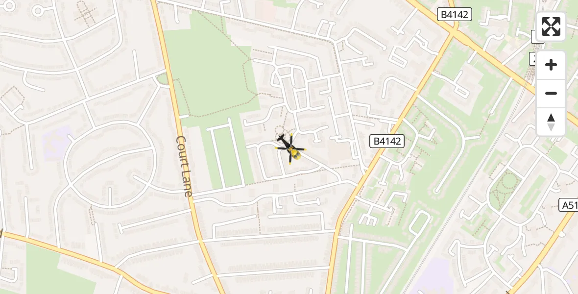 Flight path map showing Police Helicopter route from Birmingham to Birmingham