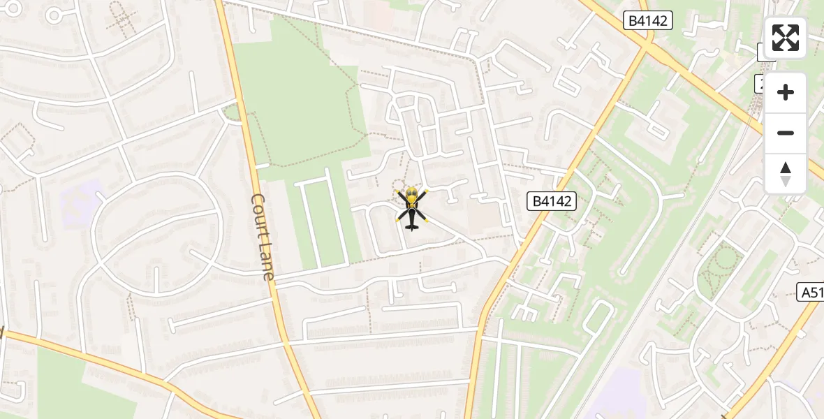 Flight path map showing Police Helicopter route from Birmingham to Birmingham