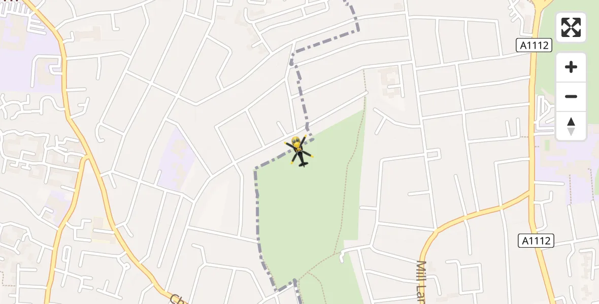 Flight path map showing Police Helicopter route from London Borough of Redbridge to London Borough of Redbridge