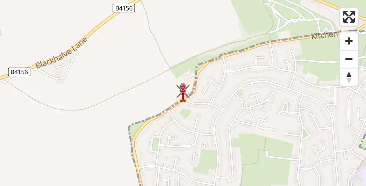 Flight path map showing Air Ambulance Helicopter route from Essington to Essington