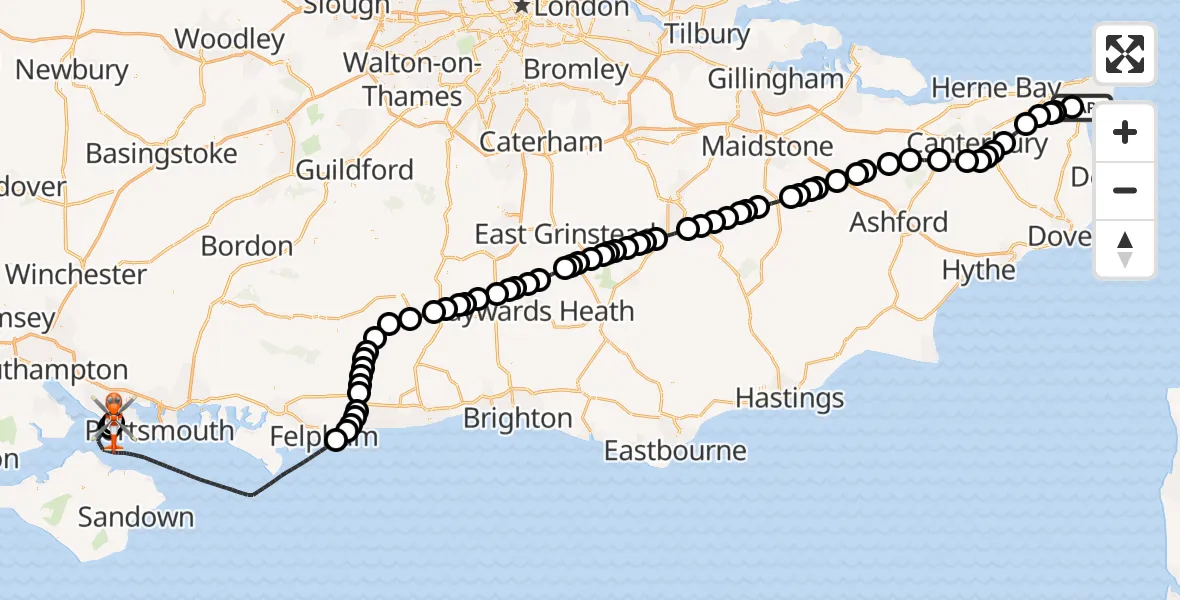 Routekaart van de vlucht: Coastguard Helicopter to Solent Airport