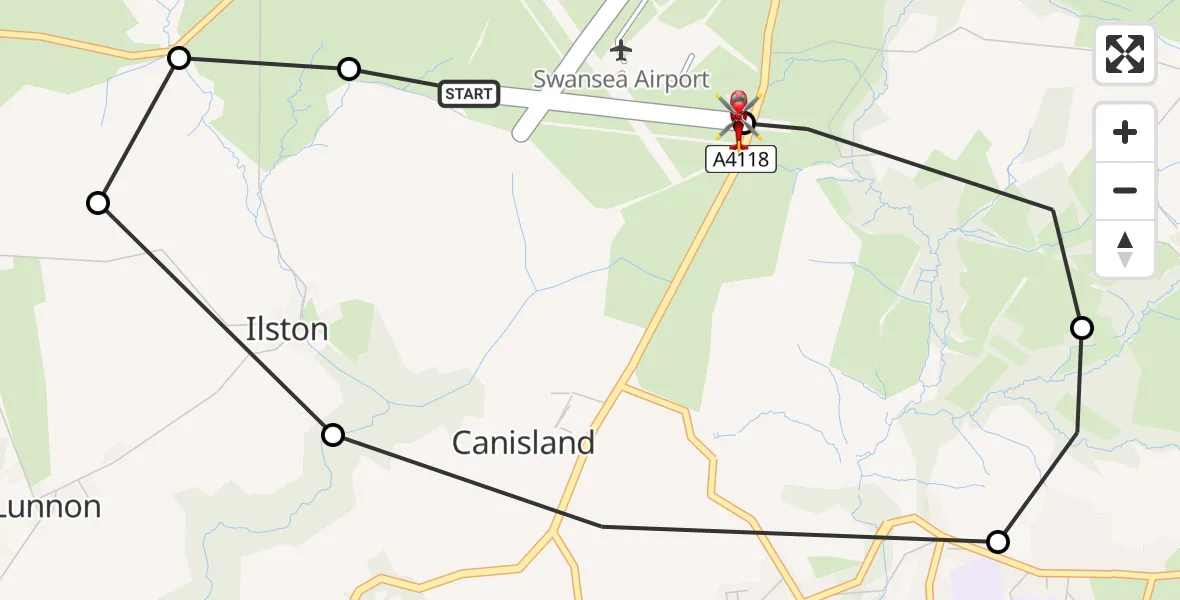 Routekaart van de vlucht: Air Ambulance Helicopter to Swansea Airport