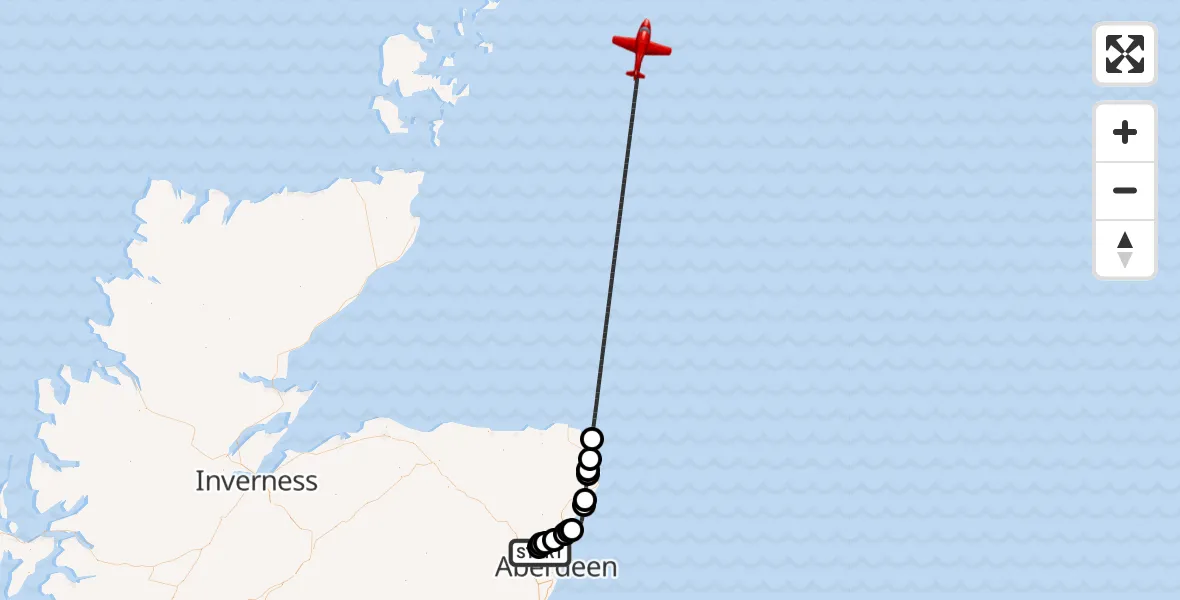 Routekaart van de vlucht: Air Ambulance Aircraft to North Sea