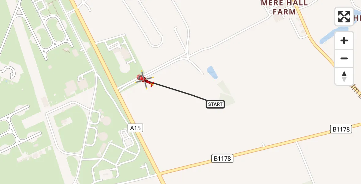 Routekaart van de vlucht: Air Ambulance Helicopter to North Kesteven, Sleaford Road