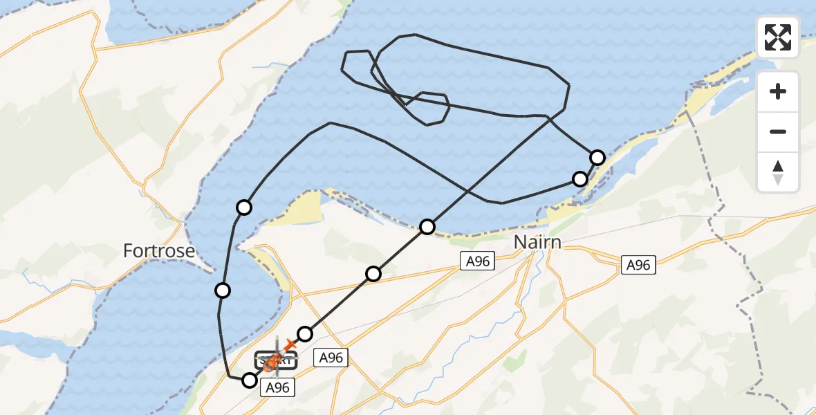 Routekaart van de vlucht: Coastguard Helicopter to Inverness Airport