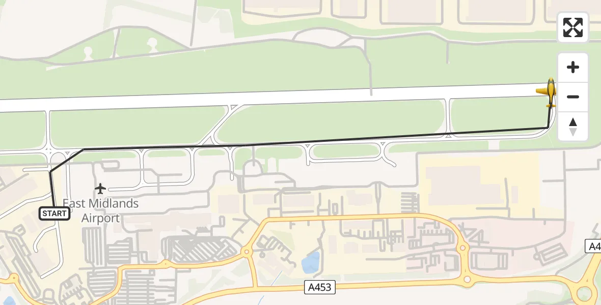 Routekaart van de vlucht: Police Aircraft to East Midlands Airport