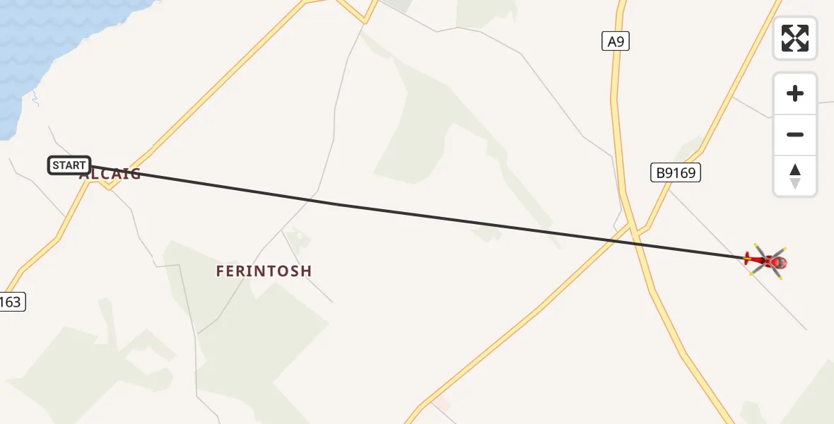 Routekaart van de vlucht: Air Ambulance Helicopter to Dingwall, Alcaig Ferry Road