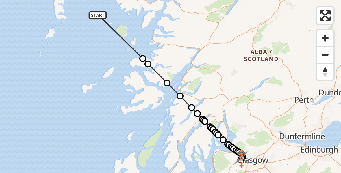 Routekaart van de vlucht: Coastguard Helicopter to Glasgow Airport