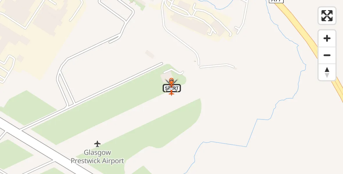Flight path map showing Coastguard Helicopter route from Glasgow Prestwick Airport to Glasgow Prestwick Airport