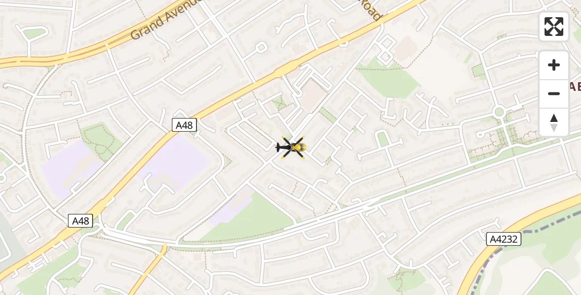 Routekaart van de vlucht: Police Helicopter to Cardiff, Caerau Lane