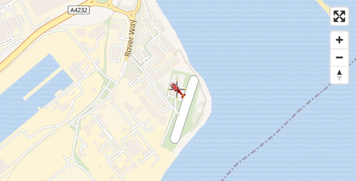 Flight path map showing Air Ambulance Helicopter route from Cardiff Heliport to Cardiff Heliport