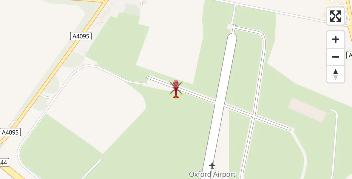 Flight path map showing Air Ambulance Helicopter route from London Oxford Airport to London Oxford Airport