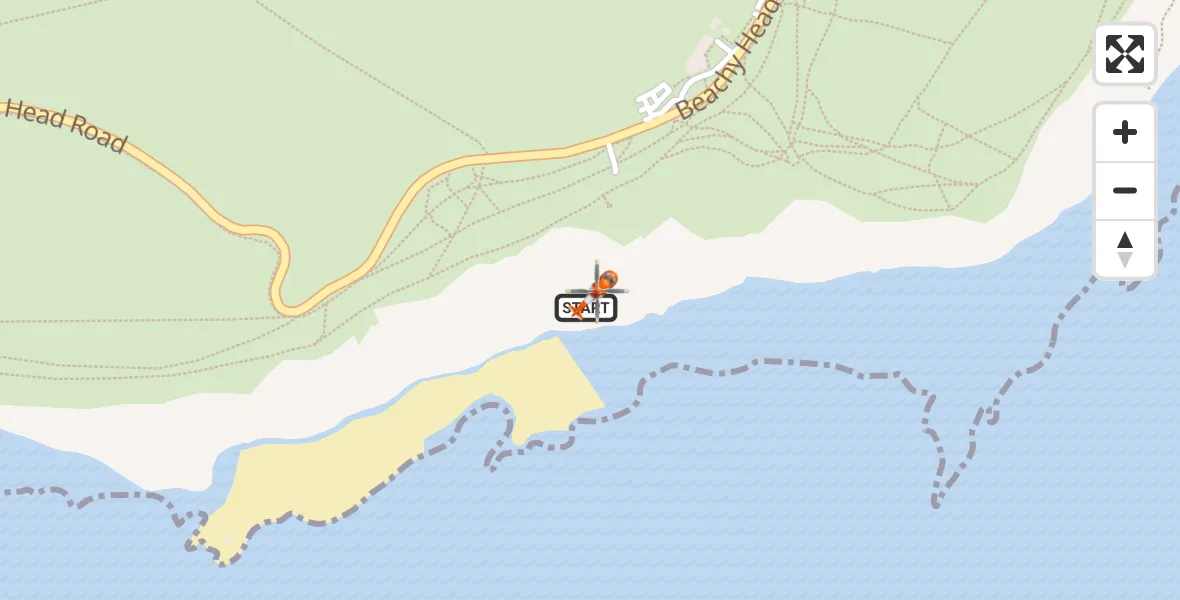 Flight path map showing Coastguard Helicopter route from Eastbourne to Eastbourne