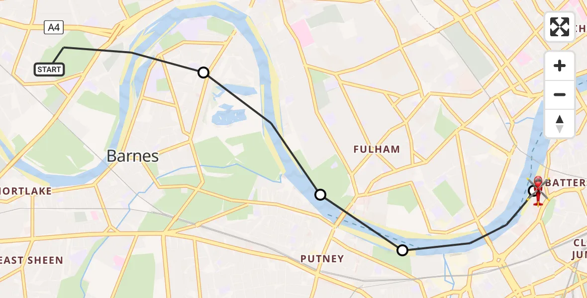 Routekaart van de vlucht: Air Ambulance Helicopter to London Heliport