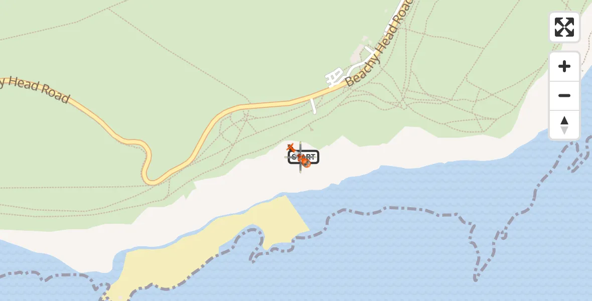 Flight path map showing Coastguard Helicopter route from Eastbourne to Eastbourne