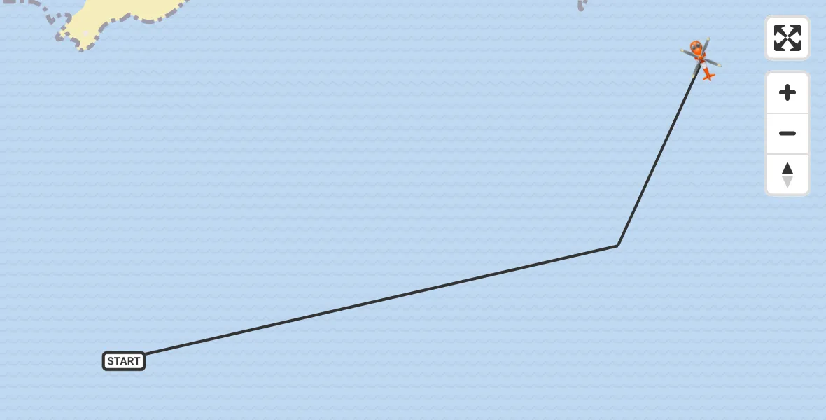 Flight path map showing Coastguard Helicopter route from English Channel to English Channel