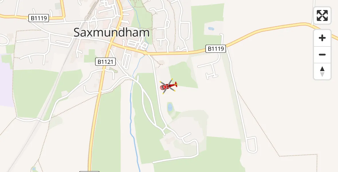 Routekaart van de vlucht: Air Ambulance Helicopter to Saxmundham