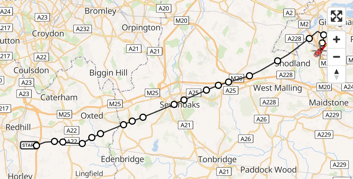 Routekaart van de vlucht: Air Ambulance Helicopter to Rochester Airport