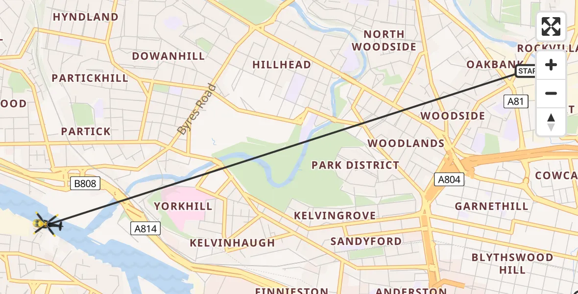 Flight route Police Helicopter Glasgow - Glasgow, 27 March 2026, 12:21